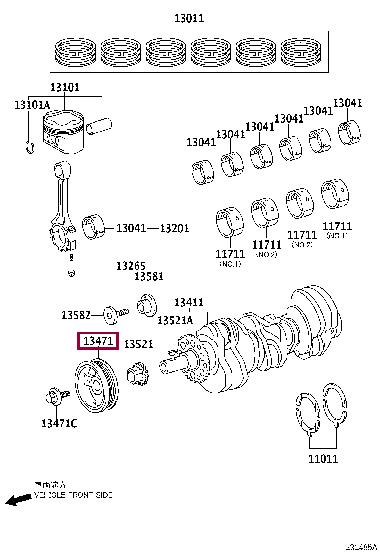 Шкивы коленвала. Шкив коленчатого вала TOYOTA 1347031014