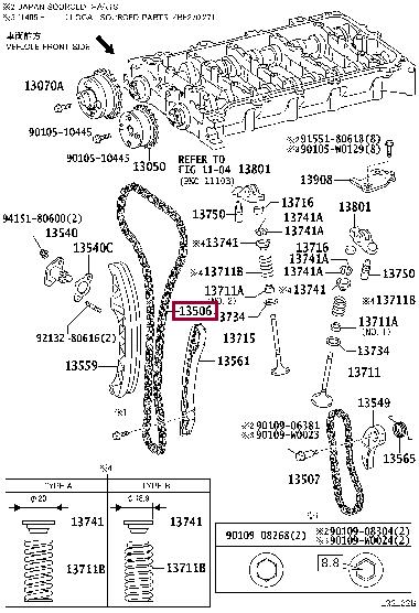 Цепи грм. Ланцюг ГРМ TOYOTA 1350637060 Цепи грм. Ланцюг ГРМ TOYOTA 1350637060
