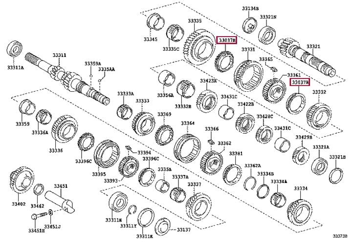 Синхронизатор 2-й передачи. Кольцо синхронизатора TOYOTA 3303720100
