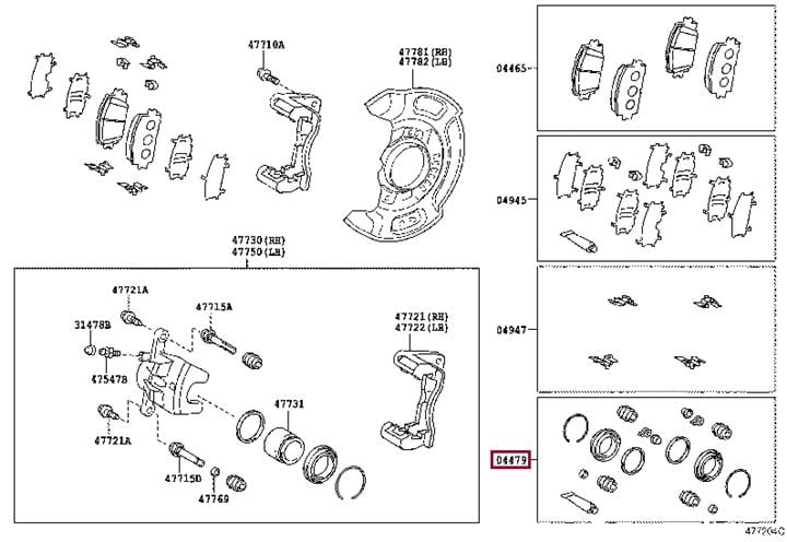 Ремкомплекты тормозных суппортов. Ремкомплект переднього супорта TOYOTA 0447812060