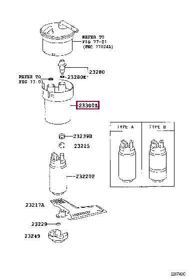 Топливные фильтры. Топливный фильтр TOYOTA 2330023040