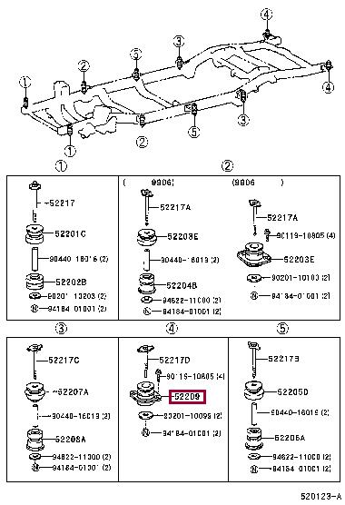 Балки. Сайлентблок балки TOYOTA 5220935010