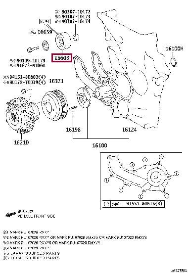 Ролики обводные. Ролик обводной ремня поликлинового (приводного) TOYOTA 166030C013 Ролики обводные. Ролик обводной ремня поликлинового (приводного) TOYOTA 166030C013