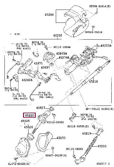 Валы рулевые. Вал рульового керування TOYOTA 4522060140