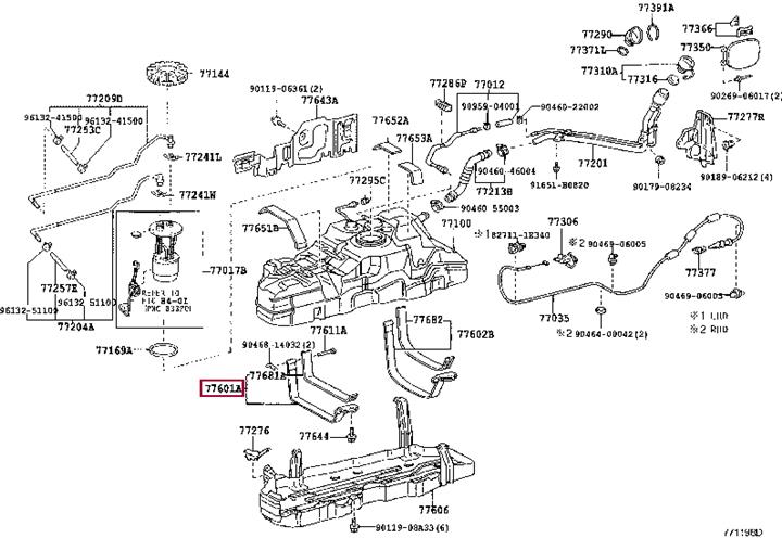 Крепления. Кріплення паливного бака TOYOTA 7760135090