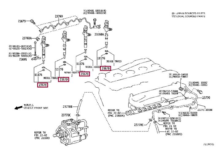 Бензиновые. Паливна форсунка TOYOTA 2367039365