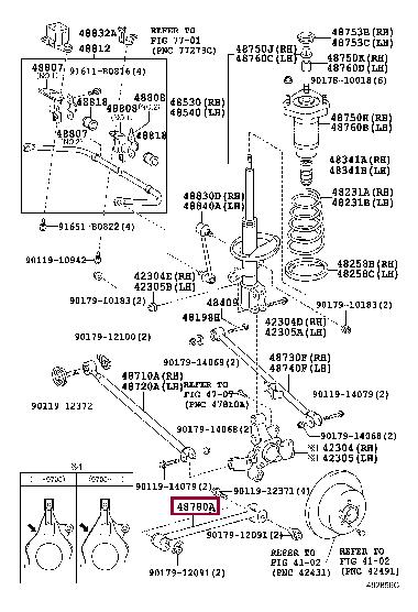 Тяги. Тяга задня поздовжня TOYOTA 4878048040