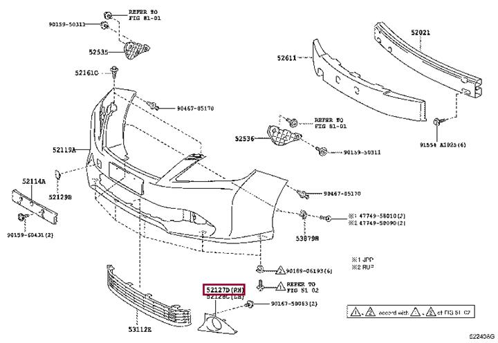 Заглушки. Cover, front bumper hole, rh TOYOTA 5212733152 Заглушки. Cover, front bumper hole, rh TOYOTA 5212733152