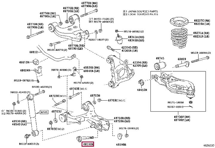 Болты. Болт TOYOTA 4819034020 Болты. Болт TOYOTA 4819034020