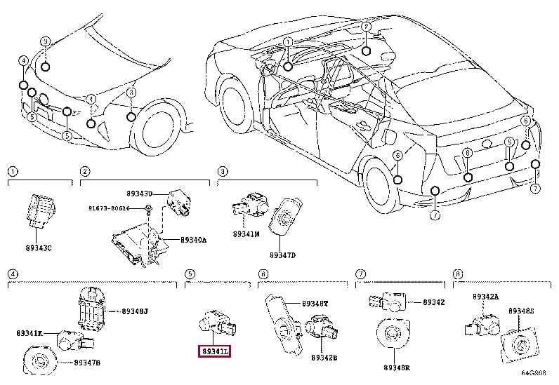 Датчики парковки (парктроник). Датчик паркування TOYOTA 8934148040C3