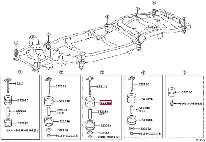 Рычаги. Сайлентблок TOYOTA 5220560030