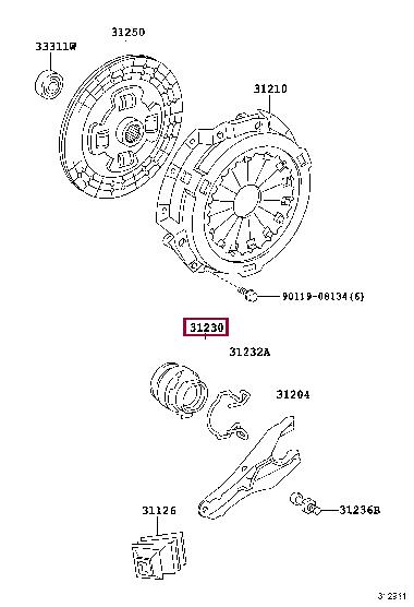 Подшипники выжимные. Вижимний підшипник TOYOTA 3123060201