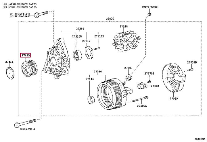 Шкив генератора. Шків генератора TOYOTA 2741530010