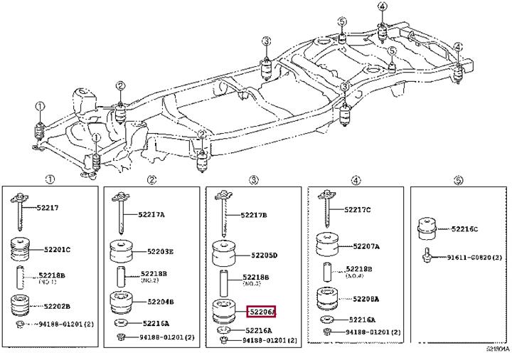 Рычаги. Сайлентблок TOYOTA 5220660030