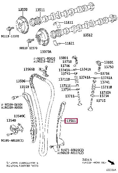 Успокоители цепей грм Успокоитель цепи ГРМ TOYOTA 1356136010 1