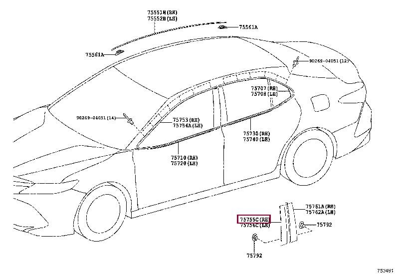 Элементы тюнинга. Молдинг TOYOTA 7575533090