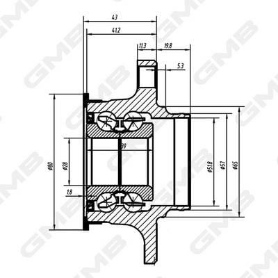 Подшипник ступицы. Підшипник маточини колеса, комплект GMB GH34910M