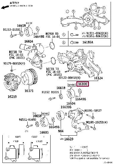 Насосы системы охлаждения. Водяна помпа TOYOTA 1610039406