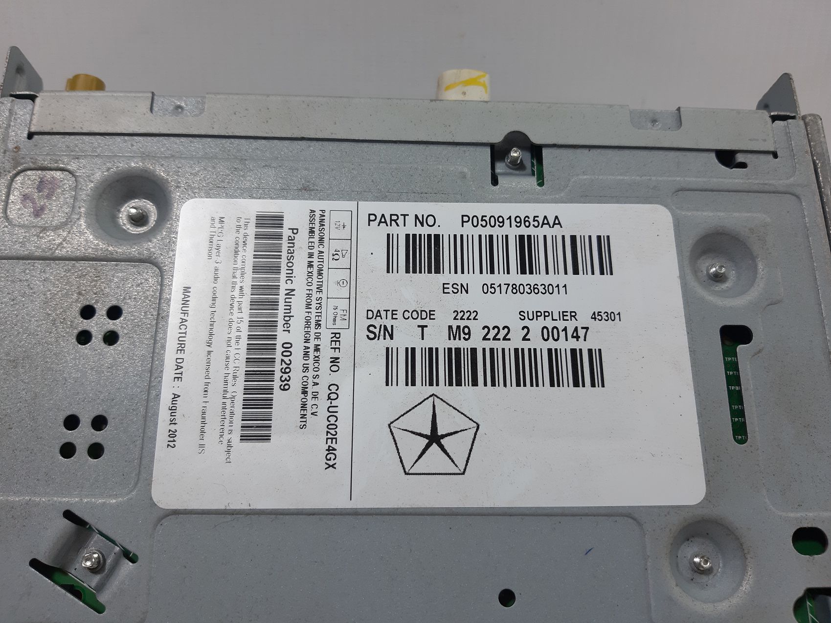 Dart Радио Dodge Dart 2013-2016 05091965AA Dodge Dart 2