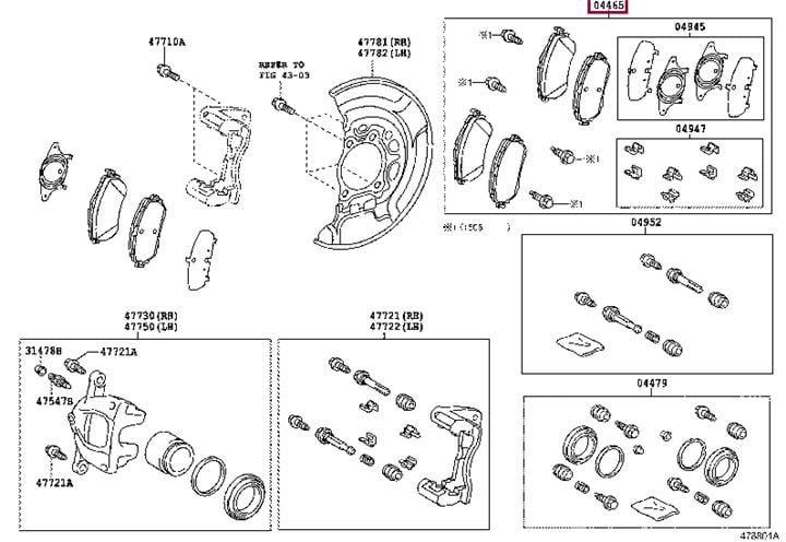 Дисковые. Гальмівні колодки, комплект TOYOTA 0446502391