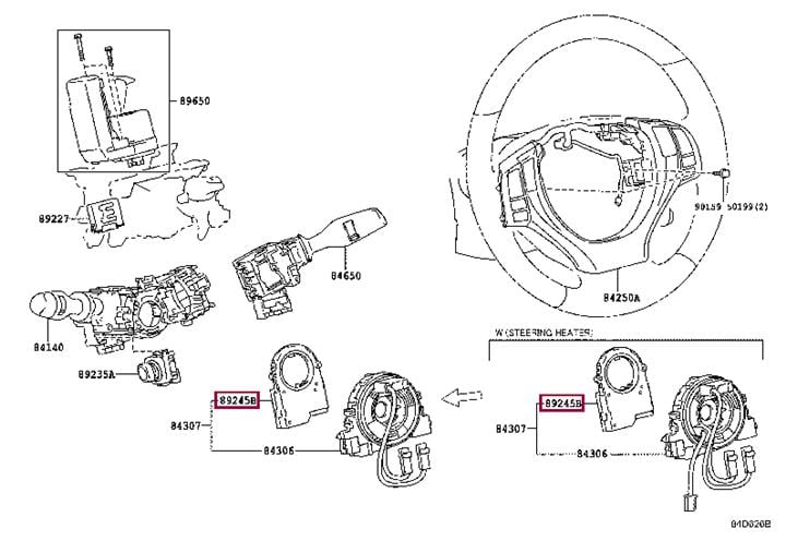 Датчики угла поворота руля. Датчик положення кермового колеса TOYOTA 8924539015