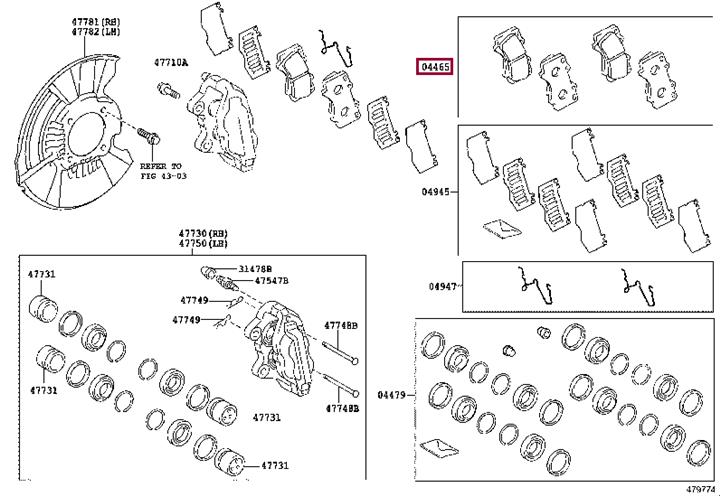Дисковые. Гальмівні колодки, комплект TOYOTA 044650K360