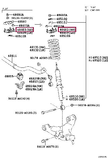 Опоры. Опора стійки амортизатора TOYOTA 486090C040