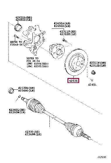 Вентилируемый. Диск тормозной TOYOTA 4243150090
