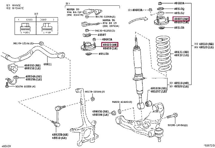 Опоры. Опора переднього амортизатора TOYOTA 4860960090