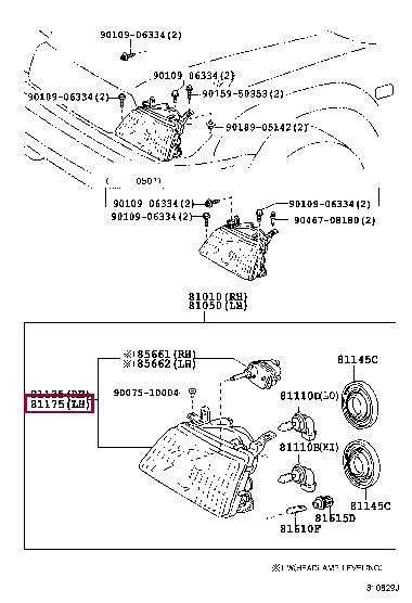 Фары головного света. Основна фара TOYOTA 8105960021