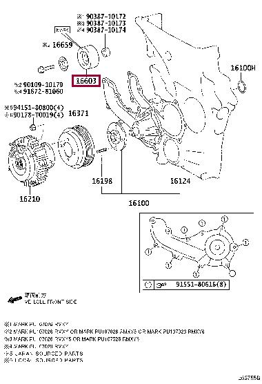 Ролики обводные. Ролик обводной ремня поликлинового (приводного) TOYOTA 166030C013 Ролики обводные. Ролик обводной ремня поликлинового (приводного) TOYOTA 166030C013