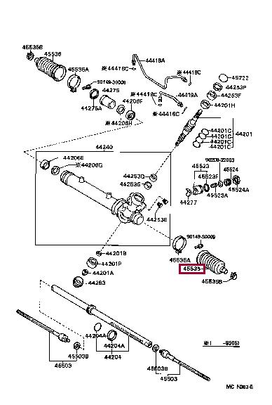 Пыльники рулевых тяг. Пильник рульової рейки, комплект TOYOTA 4553512100