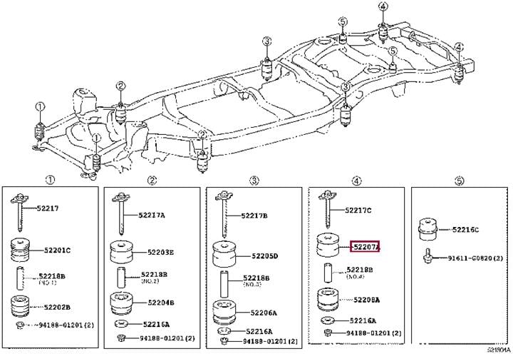 Рычаги. Сайлентблок TOYOTA 5220760090