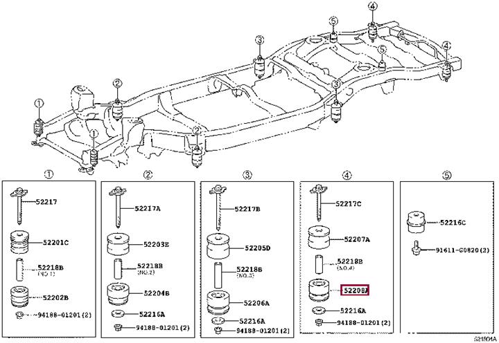 Рычаги. Сайлентблок TOYOTA 5220860050