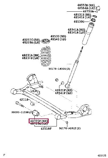 Рычаги. Сайлентблок важеля TOYOTA 4872508020